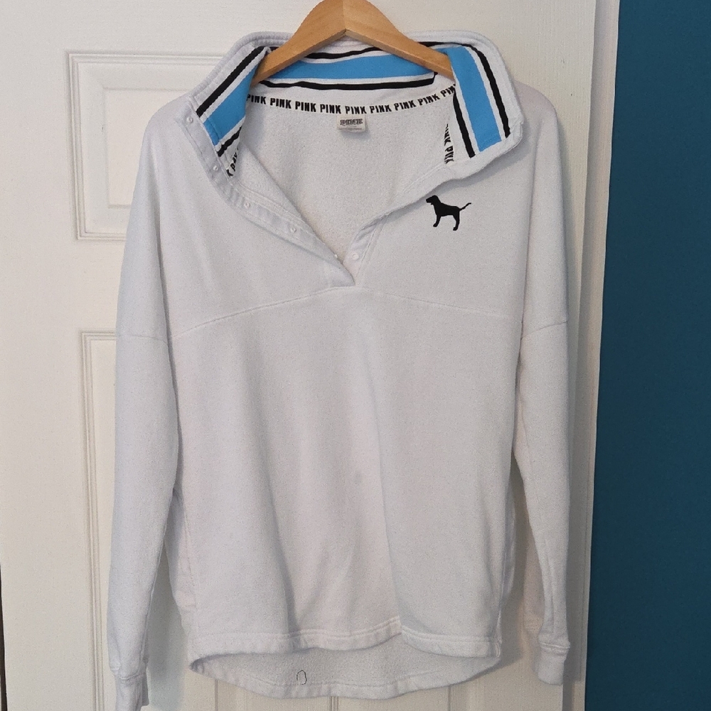 PINK Victoria's Secret White Pullover with Dog Logo
